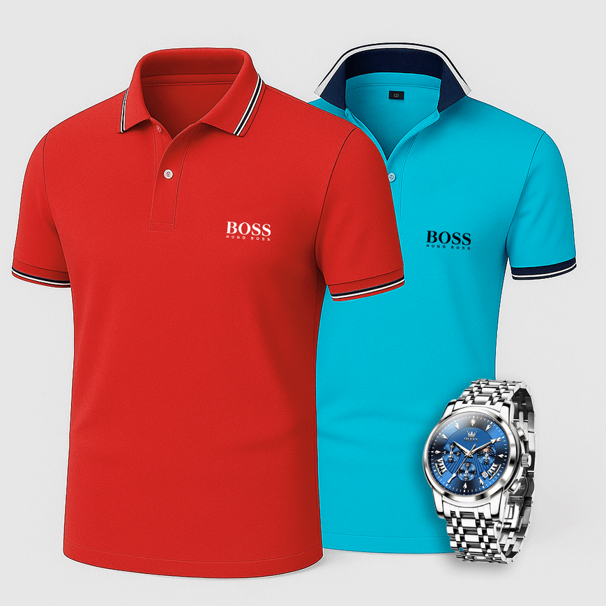 [Buy 2 Pay 1] Hugo Boss Premiere Polo Shirts + Exclusive Watch